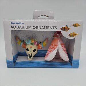 2 pc. Skull & Teepee Bohemian Western Decorations for Aquariums & Fish Tanks